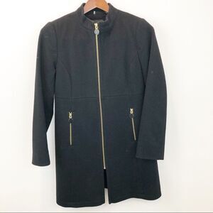 Tahari black wool fully lined zip up coat